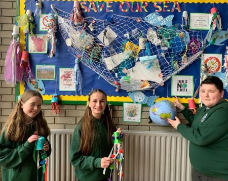 Year 7 proudly sharing their winning contribution to North Coast Earth competition
